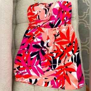 Banana republic, palm leaf, print strapless dress